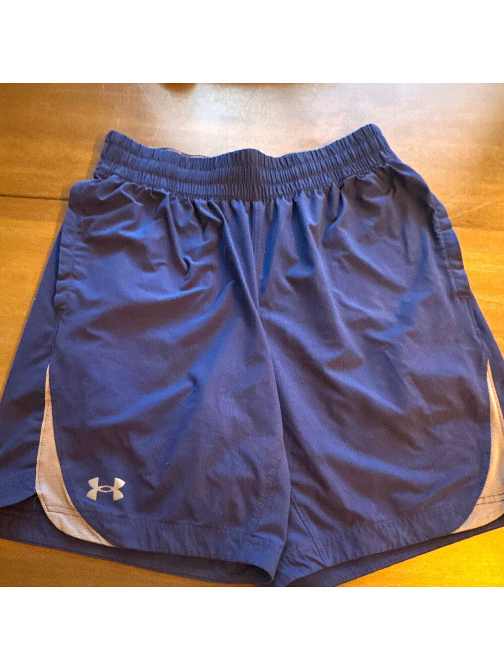 Under Armour MenS Blue/Gray Solid Polyester Blend Fitted Athletic Shorts [COPY]